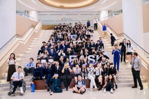 Speech & Debate Students on BASIS International School Shenzhen grand staircase