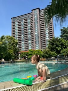 Kids at pool in Chengdu