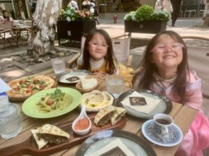 Expat kids in China enjoying food in Hangzhou
